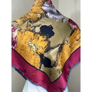 Scarf  35”x 35” Turkish Polyester Hand Rolled Geometric Colorful MIRANDA DIGITAL